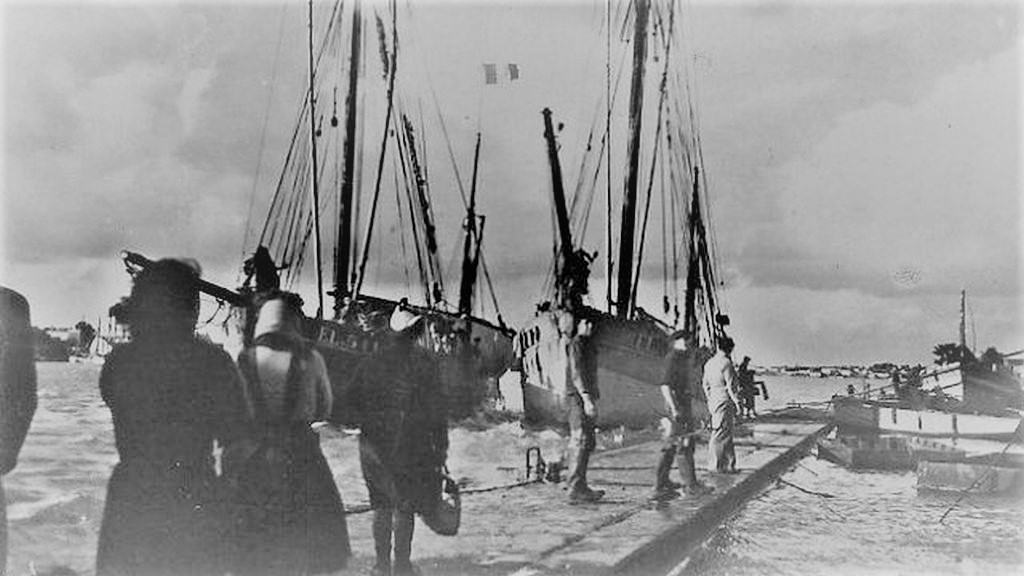 Le port d'Etel lors de la tempête de 1949
